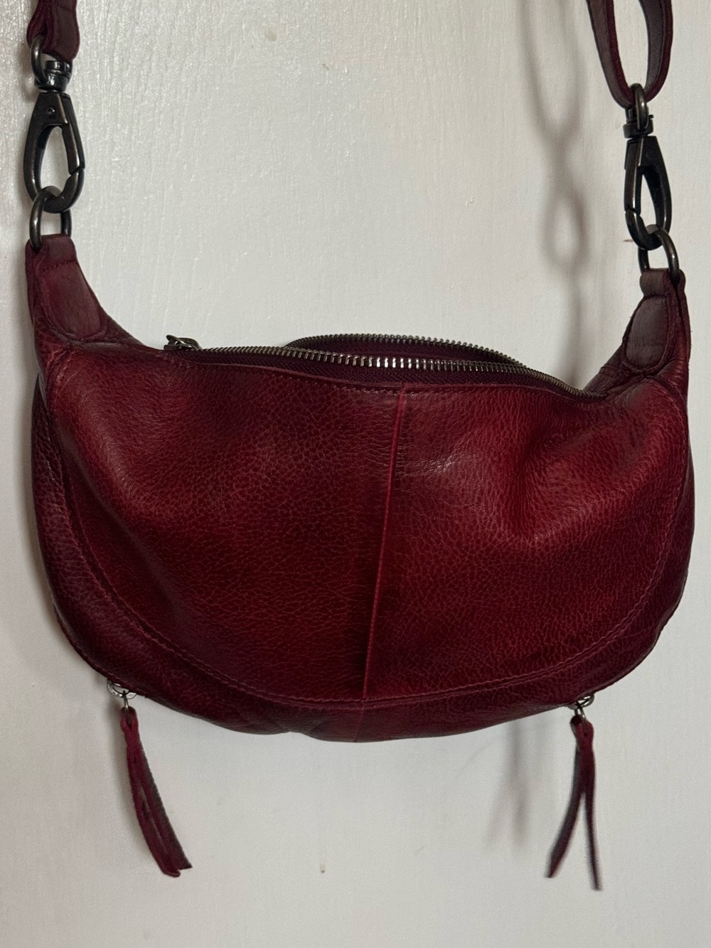 Women's Burgundy Leather Crossbody Bag
